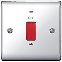 BG Electrical NPC74 Nexus Metal Polished Chrome Double Pole Switch c/w Neon 45A by BG Electrical Nexus