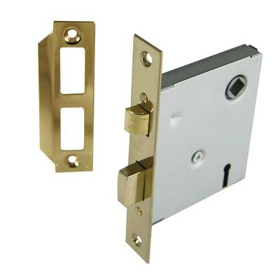 Polished Brass Mortise Lock Body with Deadbolt