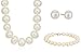 Amazon Collection Sterling Silver White Freshwater Cultured Pearl Necklace, Bracelet, and Earrings Jewelry Set (7-8mm)