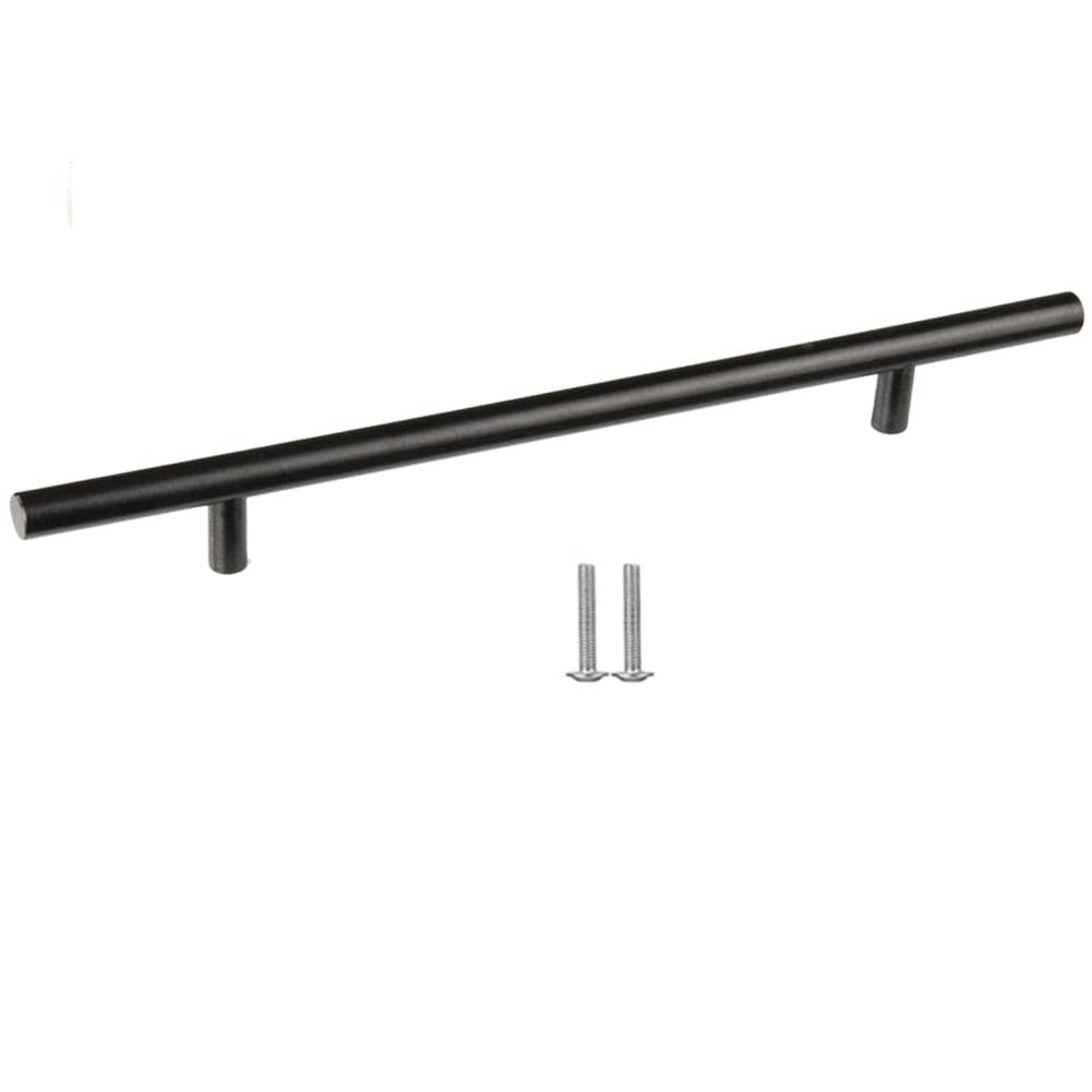 SYDARSYN Cupboard Handles, 6 Pack Black Cabinet Handles 224mm, Stainless Steel T Bar Door Handles for Wardrobe Drawer Furniture (Screws Included)