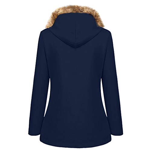 Women Casual Long Sleeve Pure Color Thickening Fur Collar Outdoor Hoodie Waterproof Windproof Overcoat Lady Coat Outwear Jacket Overcoat Tops (S-5XL) - Thumbnail 2
