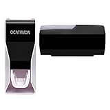 Ocathnon Dust-proof Toothpaste Dispenser and Toothpaste Squeezer Kit Wall Mounted 5 Toothbrush holder with Cover Hand Free Toothpaste Squeezer-Black