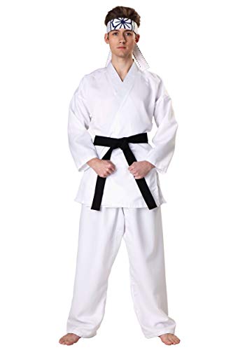 Adult Karate Kid Daniel San Costume Men's Karate Kid Costume Large White