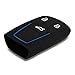 kwmobile Car Key Cover for Audi - Silicone Protective Key Fob Cover for Audi 3 Button Car Key Smart Key (only Keyless Go) - Black/Blue