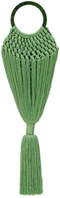 BOKPLD Angelous Bag Silk Weaving Handbag/Clutch - Acrylic Round Handle with Braided Tassel Body Bohemian Style