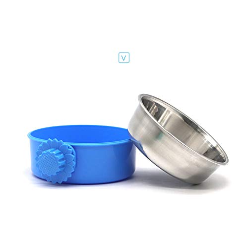 Pet Hanging Bowl for Dog Cages Coop Crate Cup Stainless Steel Food Parrot Bird Cage Water Food Dish Bowls(Blue) - Thumbnail 7