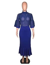 Vestido de sirena de manga larga para mujer, estilo casual, a rayas