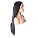 RONGDUOYI Lanting Hair Heat Resistant Fiber Hair Synthetic Wig Mermaid Black Color Silk Straight Synthetic Lace Front Wigs for Women Girls(22inch lace front wig)