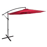 Sundale Outdoor 10 Feet Aluminum Offset Patio Umbrella with Crank, 8 Steel Ribs (Red)