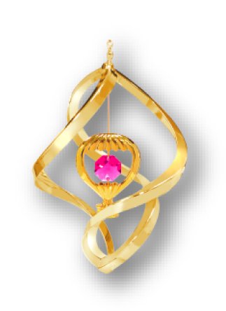 Gold Plated Hot Air Balloon Wind Chime with Red Swarovski Element Crystals