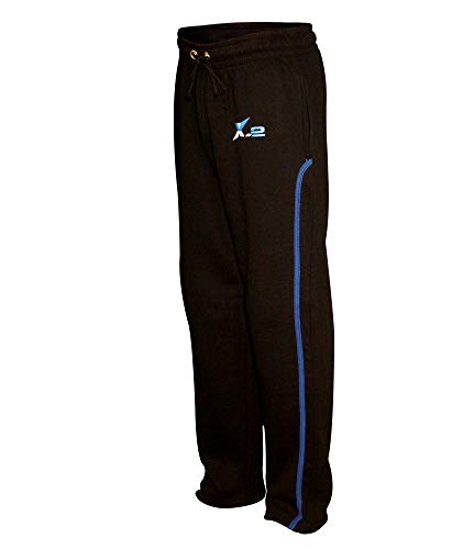 X-2 Mens Athletic Full Zip Fleece Tracksuit Jogging Sweatsuit Activewear Blue-Black XXL