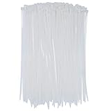 Nylon Cable Zip Ties, SOUBUN 200 Packs 8 Inch White Heavy Duty UV Resistant Self Locking Fasten Wrap Nylon Cable Ties, Outdoor Indoor Purpose（Wide 4.8mm）