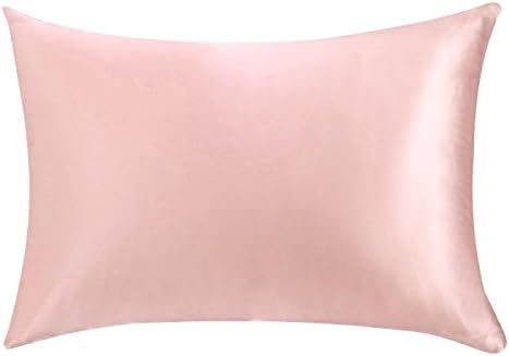 Soft Silker Silk Pillowcase Both Side 100% 19MM Natural Mulberry Charmeuse for Hair &amp; Facial Beauty with Hidden Zipper (Queen, Rose Pink)