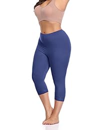 MINIVOG Leggings para dama, talla grande, elásticos, ultra suaves, 3 4 de longitud, con borde de encaje