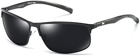 Aloyse Polarized UV Protection Sports Sunglasses with Adjustable Al-Mg Metal Frame For Men and Women (Black/Black)