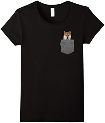 Women's Dog in Your Pocket Tshirt Shiba Inu Shirt Doge Tee Medium Black