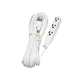 POWTECH Heavy Duty 3 Outlet Grounded Indoor Home Office Extention Cord, 25-FEET, 16 GAUGE (SPT-3) 16 AWG 3, 125V, 1625 Watt, 3 Conducter Polarized Extension Cord, White - UL Listed,PT-3916-25WHT