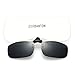 Polarized Clip-on Flip Up Metal Clip Rimless Sunglasses for Eyeglasses, Lightweight, M Size, Black Lens