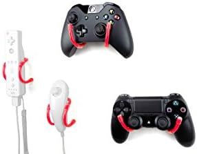 Wall Clip - Xbox One, PS4, Switch, and Retro Game Controller Organizer - 4 Pack, Red