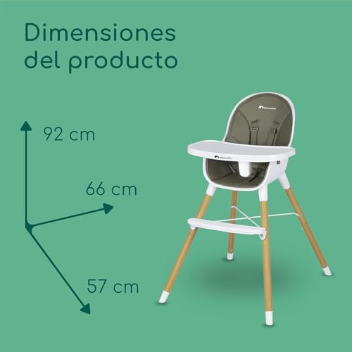 Cadeira alta bebeconfort avista evolutiva que se transforma em cadeira de criança, com estofamento e bandeja, dos 6 meses aos 30 kg, cor verde mineral