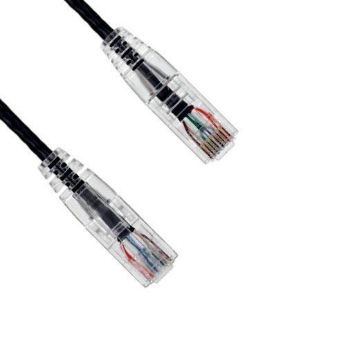 Kentek 3 Feet FT CAT6 UTP Slim Patch Cable 28 AWG 550 MHz Category 6 Unshielded Twisted Pair Clear Connector Snagless Molded OD 3.6MM Ethernet RJ45 Network Internet Cord Black