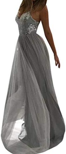 Bluestercool Women's Sexy Fashion Bodycon Dress with Sequins Prom Party Ball Gown Cocktail Dresses Bridesmaid Long Dress Medium Gris-5