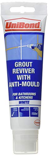 UniBond Anti-Mould Grout Reviver for Floors and Walls Tube and Sponge 125ml - Ice White
