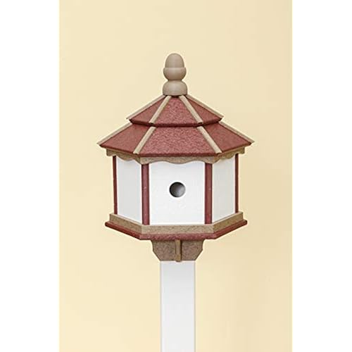 DutchCrafters Poly 3-Hole Hexagon Birdhouse (Cherry Wood/Weatherwood/White)