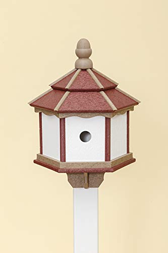DutchCrafters Poly 3-Hole Hexagon Birdhouse (Cherry Wood/Weatherwood/White)