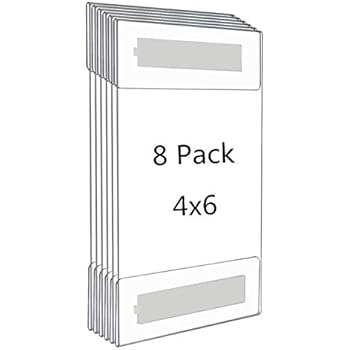 Wall Mount Acrylic Sign Holder with Tape Adhesive for Office, Home, Store, Restaurant, No Drilling - Vertical (4x6)