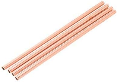 5 pcs Copper Drinking Straws - Large Size Smoothie or Cocktail Straws or Only Cold Drinks - Handcrafted 100% Pure Copper - INCLUDES FREE WIRE CLEANING BRUSH!