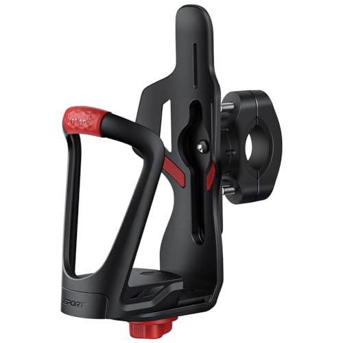 Lamicall Bike Water Bottle Holder - Extra-Wide Adjustable (55-85mm) Water Bottle Holder with Anti-Theft Tracker Slot, One-Handed Operation Motorcycles Bicycle Cup Holder for 20-34mm Handlebar & Frame