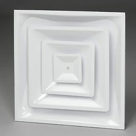 Drop Ceiling HVAC Supply Grille - For T-Bar Lay-In - 3 Coned - 24" x 24" - For 12" Vent Connection