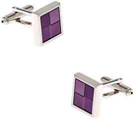 Simple Square Windowpane Purple Metal Cufflinks