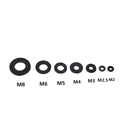 Guard4U 450Pcs Black Nylon Flat Washer Assortment Kit, for M2 M2.5 M3 M4 M5 M6 M8 Screw Bolt