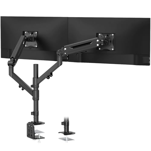 Dual Monitor Mount for 17 to 40 inches, Holds up to 26.4 lbs, Monitor Desk Arms for 2 Monitors Vertical/Parallel Placement, with Clamp/Grommet Base, VESA Mount 75/100 mm