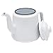 Enamelware 52 Ounce Teapot - Solid White with Black Rim