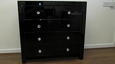 Sophie Rose Range Black Glass Chest 5 Drawers Amazon Co Uk