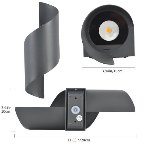 KUKAK LED wall lamp for indoor/outdoor 10 W, IP65 waterproof outdoor lamp, wall lamp for bedroom, cold white, 6000 K, modern wall light for garden, living room, anthracite.