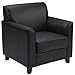Flash Furniture Hercules Diplomat Series LeatherSoft Upholstered Side Reception Chair, Lobby Chair with Cushions and Flared Arms, Black