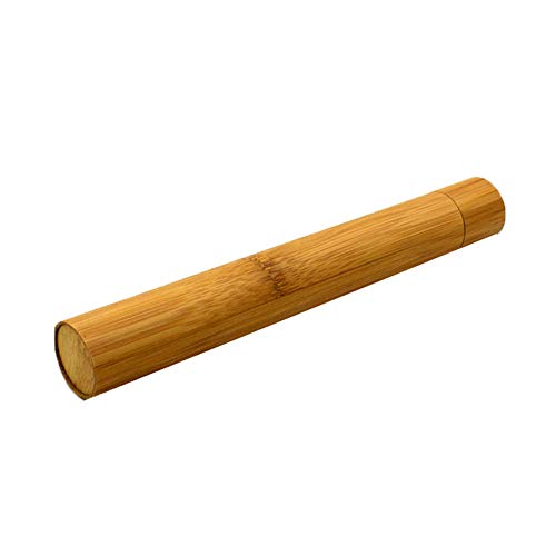 CactusAngui Portable Bamboo Toothbrush Tube Case Holder Travel Camping Bathroom Accessory Wooden