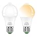 Motion Sensor Light Bulb 5W Dusk To Dawn Pir Built-In Motion Detector Bulbs E26 Base A19 Indoor Outdoor LED Light Bulbs 2700K Soft White 450 Lumens Night Lights 2 Pack By LUXON