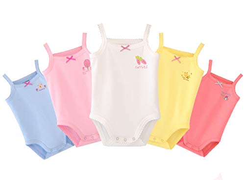 Infants Baby Girls Sleeveless Onseies Tank Top 100% Cotton Baby Bodysuit Pack of Cardigan Onsies for Infants (12-18 Months)