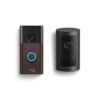 Ring Battery Doorbell, Venetian Bronze with All-new Ring Outdoor Cam Plus, Black
