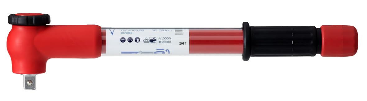 'Gedore VDE 4508 Torque Wrench 1/2 Inch 12.5 mm Square Insulated up to 1,000 V (60900/IEC60900)/(Inch) to a +/-3% and Better Calibrated in Accordance with DIN EN ISO 6789: 2017 – 10 Red – 50