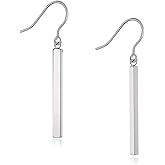 Limerencia Pure Titanium Vertical Bar Dangle Earrings,Lightweight Drop Earrings Hypoallergenic for Sensitive Ears Women