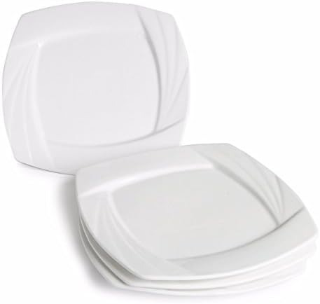Carmona Chicago Collection 4-piece Serving Dessert Plates Porcelain &amp; White New Bone China Set of 4, 8" Plates (8")