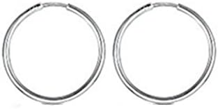 Myhosue Cupronickel Fine Circle Endless Hoops - Polished Round Sleeper Earrings Diameter Size: 40 54 mm Silvery (40 mm)