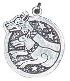 Cwn Annan - 14 February to 8 March - Running Hound to Invoke Mystery - Celtic Birth Charm in Antiqued Sterling Silver