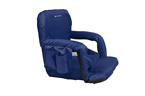 Snocreeq Portable Reclining Stadium seat Folding Sport Chair for Bleachers Benches Cushion Padded Back&armrests, Slip-&Water-Resistant, Easy-Carry Straps.(Blue)